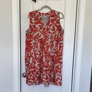 Sleeveless Red and White Floral Dress